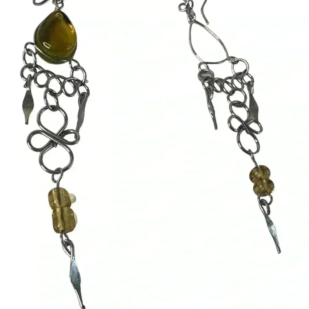 Super cool vintage earrings asymmetrical jewelry beaded